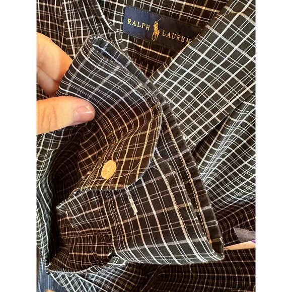Ralph Lauren‎ Men Shirt Button Up XL Black Check - Picture 8 of 9